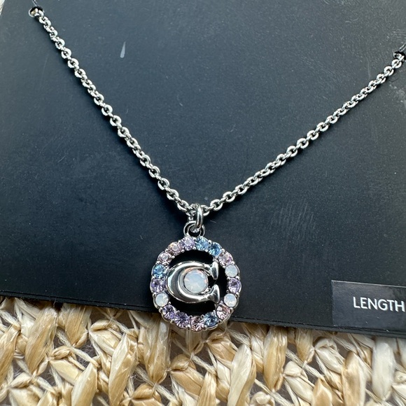 COACH Signature Logo Multi-color Crystal Necklace - Picture 3 of 5